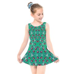 Beautiful Tropical Orchids Blooming Over Earth In Peace Kids  Skater Dress Swimsuit by pepitasart