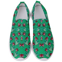 Beautiful Tropical Orchids Blooming Over Earth In Peace Men s Slip On Sneakers by pepitasart