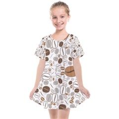 Brown Coffee Beans Pattern Kids  Smock Dress by Jancukart