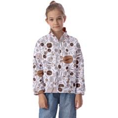 Brown Coffee Beans Pattern Kids  Half Zip Hoodie