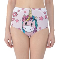 Cartoon Unicorn Fantasy Classic High-waist Bikini Bottoms by Jancukart