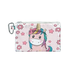 Cartoon Unicorn Fantasy Canvas Cosmetic Bag (small) by Jancukart