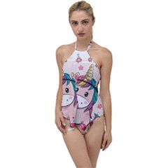 Cartoon Unicorn Fantasy Go With The Flow One Piece Swimsuit by Jancukart