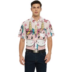 Cartoon Unicorn Fantasy Men s Short Sleeve Pocket Shirt  by Jancukart