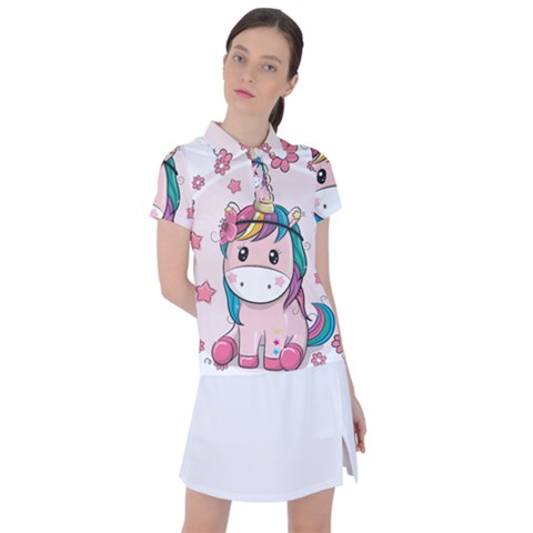 Cartoon Unicorn Fantasy Women s Polo Tee by Jancukart