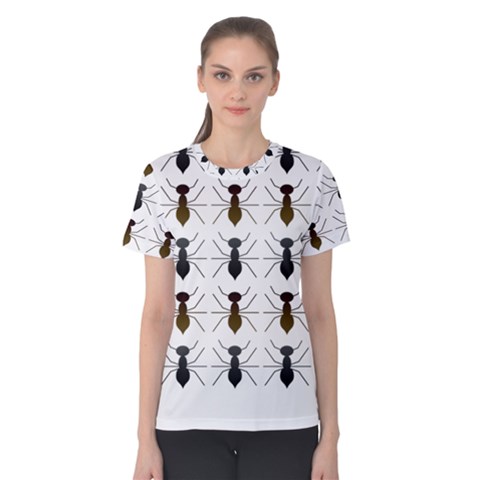 Ant Insect Pattern Cartoon Ants Women s Cotton Tee by Ravend