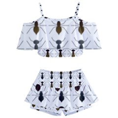 Ant Insect Pattern Cartoon Ants Kids  Off Shoulder Skirt Bikini