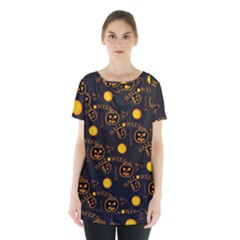 Halloween Background Pattern Skirt Hem Sports Top