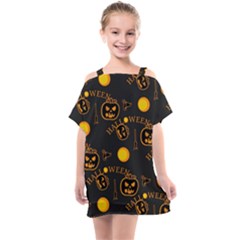 Halloween Background Pattern Kids  One Piece Chiffon Dress
