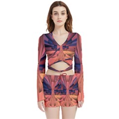 Pattern Colorful Background Abstarct Velvet Wrap Crop Top And Shorts Set by Ravend