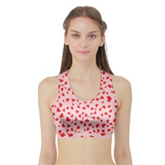 Hearts Valentine Heart Pattern Sports Bra With Border by Ravend