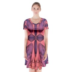 Pattern Colorful Background Short Sleeve V-neck Flare Dress