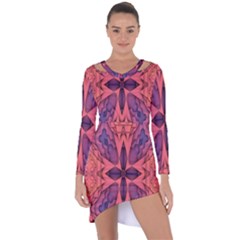 Pattern Colorful Background Asymmetric Cut-out Shift Dress