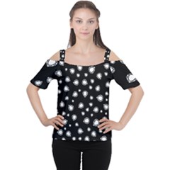 Pattern Girly Diamond Princess Cutout Shoulder Tee