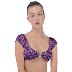 Abstract Pattern Colorful Background Cap Sleeve Ring Bikini Top