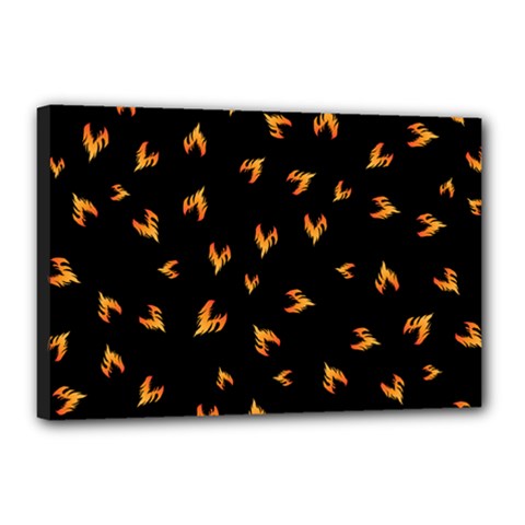 Pattern Flame Black Background Canvas 18  X 12  (stretched)