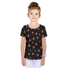 Pattern Flame Black Background Kids  One Piece Tee