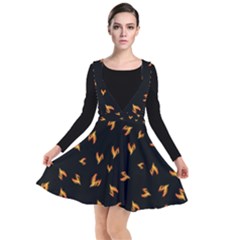 Pattern Flame Black Background Plunge Pinafore Dress