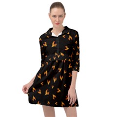 Pattern Flame Black Background Mini Skater Shirt Dress