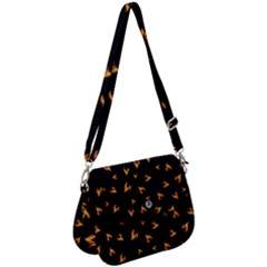 Pattern Flame Black Background Saddle Handbag by Ravend