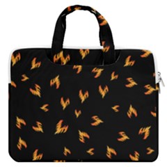 Pattern Flame Black Background Macbook Pro 13  Double Pocket Laptop Bag by Ravend