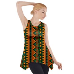 African Pattern Texture Side Drop Tank Tunic