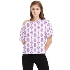 Geometric Pattern Purple Pattern One Shoulder Cut Out Tee by Ravend