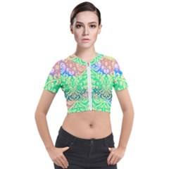 Hippie Fabric Background Tie Dye Short Sleeve Cropped Jacket