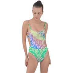 Hippie Fabric Background Tie Dye Tie Strap One Piece Swimsuit