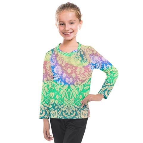 Hippie Fabric Background Tie Dye Kids  Long Mesh Tee by Ravend