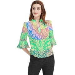 Hippie Fabric Background Tie Dye Loose Horn Sleeve Chiffon Blouse