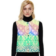 Hippie Fabric Background Tie Dye Women s Short Button Up Puffer Vest by Ravend