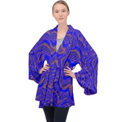 Optical Illusion Illusion Pattern Long Sleeve Velvet Kimono 