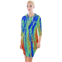 Pattern Design Decorative Art Quarter Sleeve Hood Bodycon Dress