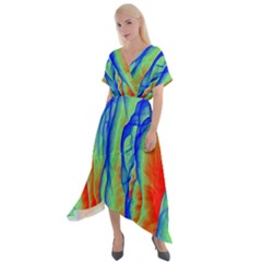 Pattern Design Decorative Art Cross Front Sharkbite Hem Maxi Dress