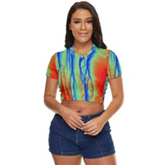 Pattern Design Decorative Art Side Button Cropped Tee