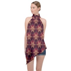 Background Pattern Icon Design Halter Asymmetric Satin Top