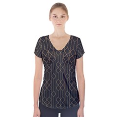 Illustrations Art Geometric Pattern Short Sleeve Front Detail Top