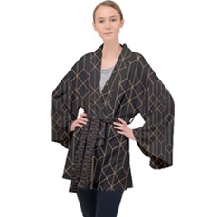 Illustrations Art Geometric Pattern Long Sleeve Velvet Kimono 