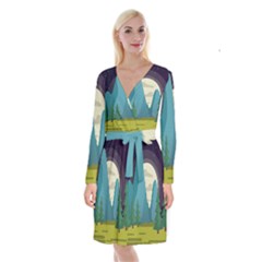 Nature Summer Season Long Sleeve Velvet Front Wrap Dress