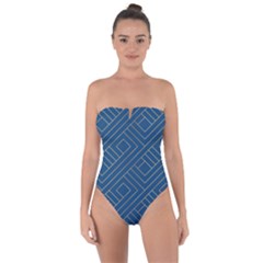 Abstract Geometry Pattern Tie Back One Piece Swimsuit by Ravend