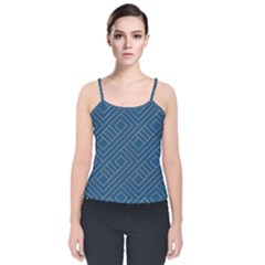 Abstract Geometry Pattern Velvet Spaghetti Strap Top