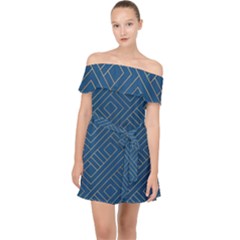 Abstract Geometry Pattern Off Shoulder Chiffon Dress