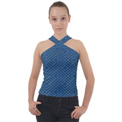 Abstract Geometry Pattern Cross Neck Velour Top by Ravend