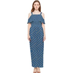 Abstract Geometry Pattern Draped Sleeveless Chiffon Jumpsuit by Ravend