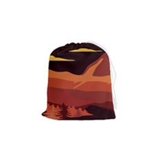 Mountain Forest Full Moon Drawstring Pouch (small)