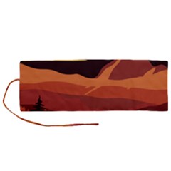 Mountain Forest Full Moon Roll Up Canvas Pencil Holder (m) by Ravend