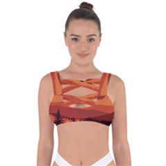 Mountain Forest Full Moon Bandaged Up Bikini Top