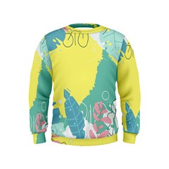 Plants Leaves Border Frame Kids  Sweatshirt by Ravend