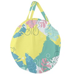 Plants Leaves Border Frame Giant Round Zipper Tote by Ravend